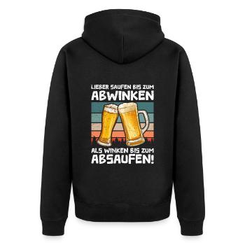Funny Beer Drinker Saying Beer - Unisex Premium Organic Zip Hoodie - black - Back - Nico (187cm)