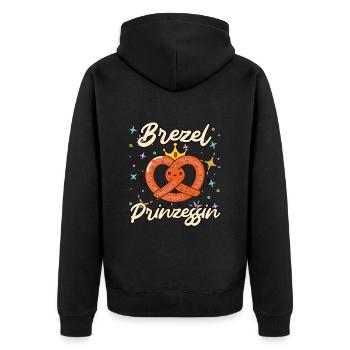 Brezn Kaiserin Brezel Prinzession Bayern Damen - Unisex Premium Bio Zip Hoodie - Schwarz - Hinten - Nico (187cm)