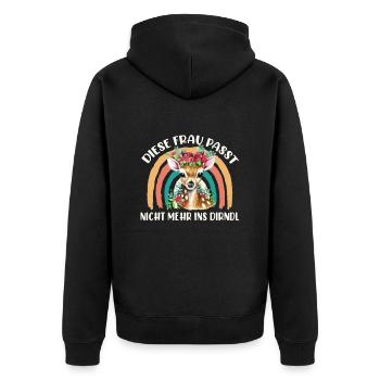 Dirndl Substitute THIS WOMAN NO LONGER FITS INTO THE - Unisex Premium Organic Zip Hoodie - black - Back - Nico (187cm)