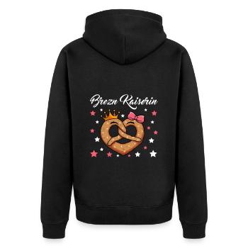 Pretzel Queen Brezel Königin Bayrische Frau - Unisex Premium Bio Zip Hoodie - Schwarz - Hinten - Nico (187cm)