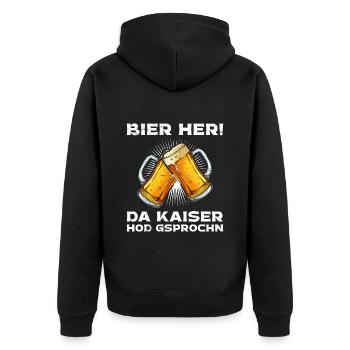 Bier her der Kaiser hat gesprochen - Unisex Premium Bio Zip Hoodie - Schwarz - Hinten - Nico (187cm)