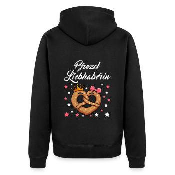 Pretzel Queen Brezel Königin Bayrische Frau - Unisex Premium Bio Zip Hoodie - Schwarz - Hinten - Nico (187cm)