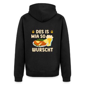 That's me so wurscht Bavarian saying - Unisex Premium Organic Zip Hoodie - black - Back - Nico (187cm)