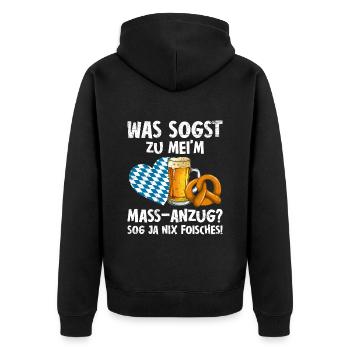 Que dites-vous de mon costume sur mesure ? - Veste à capuche bio Premium Unisexe - noir - Dos - Nico (187cm)
