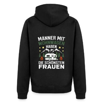 Männer mit Wohnwagen haben die schönsten Frauen - Unisex Premium Bio Zip Hoodie - Schwarz - Hinten - Nico (187cm)
