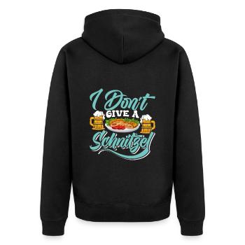 Münchner Volksfest I DON'T GIVE A SCHNITZEL Lustig - Unisex Premium Bio Zip Hoodie - Schwarz - Hinten - Nico (187cm)