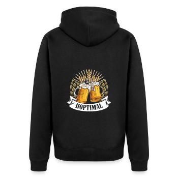 Munich Folk Festival HOPTIMAL Funny Beer Fan - Unisex Premium Organic Zip Hoodie - black - Back - Nico (187cm)