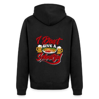 Münchner Volksfest I DON'T GIVE A SCHNITZEL Lustig - Unisex Premium Bio Zip Hoodie - Schwarz - Hinten - Nico (187cm)