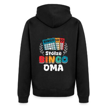 Bingo Player PROUD BINGO GRANNY Funny Bingo - Unisex Premium Organic Zip Hoodie - black - Back - Nico (187cm)