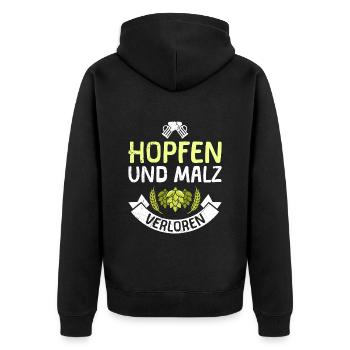 Houblon et malt Bière de brasserie perdue - Veste à capuche bio Premium Unisexe - noir - Dos - Nico (187cm)