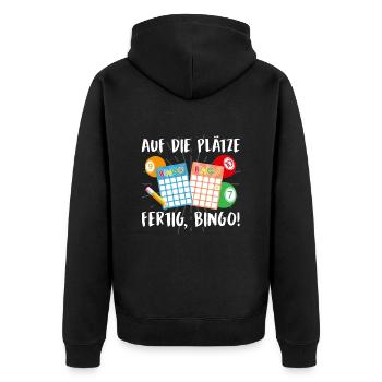 Joueur de bingo PRÉPAREZ-VOUS BINGO ! Drôle - Veste à capuche bio Premium Unisexe - noir - Dos - Nico (187cm)