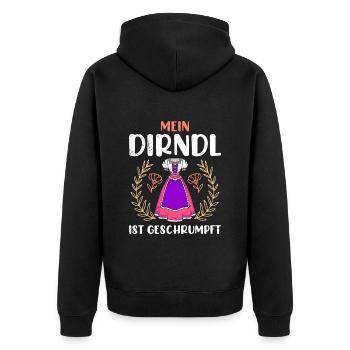 Dirndl zu klein Trachtenshirt Damen Tracht Dirndl - Unisex Premium Bio Zip Hoodie - Schwarz - Hinten - Nico (187cm)