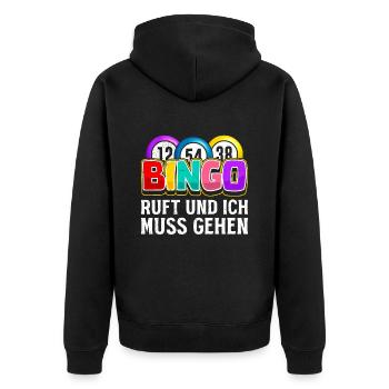 BINGO CALLS AND I MUST TO GO Amateurs de bingo - Veste à capuche bio Premium Unisexe - noir - Dos - Nico (187cm)