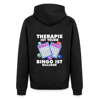 Bingo LA THÉRAPIE COÛTE CHER LE BINGO EST MOINS CHER - Veste à capuche bio Premium Unisexe - noir - Dos - Nico (187cm)