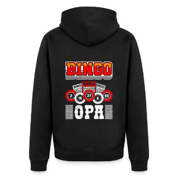 Bingo Opa GRANDPA BINGO GRANDDAD Lustiges Bingo - Unisex Premium Bio Zip Hoodie - Schwarz - Hinten - Nico (187cm)