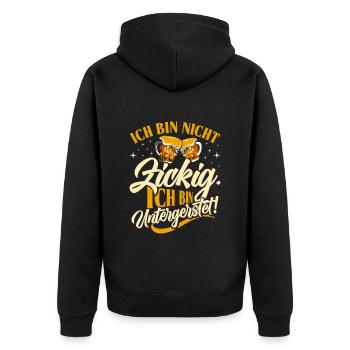 Münchner Volksfest NICHT BIN UNTERGERSTET - Unisex Premium Bio Zip Hoodie - Schwarz - Hinten - Nico (187cm)