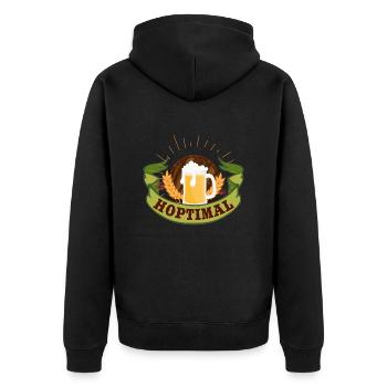 Münchner Volksfest HOPTIMAL Lustiges Bierfan - Unisex Premium Bio Zip Hoodie - Schwarz - Hinten - Nico (187cm)