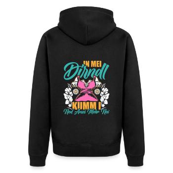 Münchner Volksfest IN MEI DIRNDL KUMM I NED NEI - Unisex Premium Organic Zip Hoodie - black - Back - Nico (187cm)