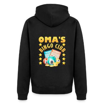GRANNY'S BINGO CLUB Fun Bingo Players Bingo - Unisex Premium Organic Zip Hoodie - black - Back - Nico (187cm)
