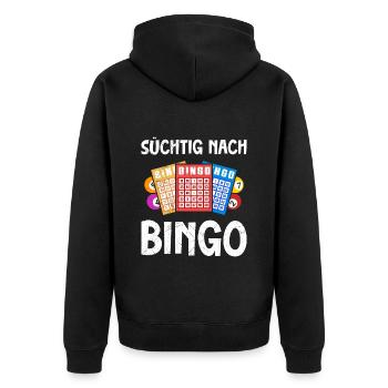 Bingo Players ADDICTED TO BINGO Fun Bingo - Unisex Premium Organic Zip Hoodie - black - Back - Nico (187cm)