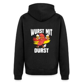 Munich Folk Festival WURST MIT DURST Lustiges - Unisex Premium Organic Zip Hoodie - black - Back - Nico (187cm)
