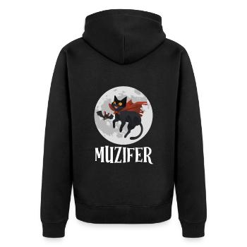 Halloween Party Kids MUZIFER Funny Cats - Unisex Premium Organic Zip Hoodie - black - Back - Nico (187cm)