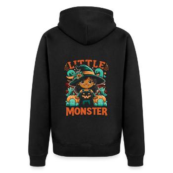 Halloween Costume Kids LITTLE MONSTER Funny - Unisex Premium Organic Zip Hoodie - black - Back - Nico (187cm)