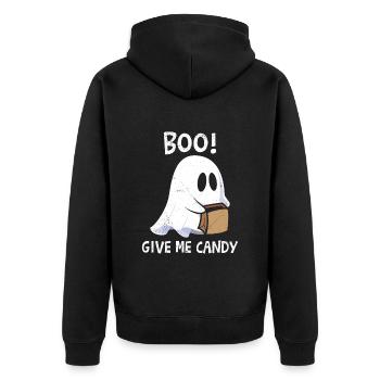 Costume d’Halloween pour enfants BOO ! GIVE ME CANDY Drôle - Veste à capuche bio Premium Unisexe - noir - Dos - Nico (187cm)