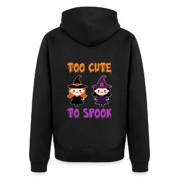 Halloween TOO CUTE TO SPOOK Lustiges Kleine - Unisex Premium Bio Zip Hoodie - Schwarz - Hinten - Nico (187cm)