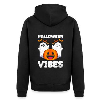 Halloween Kids HALLOWEEN VIBES Ghosts - Unisex Premium Organic Zip Hoodie - black - Back - Nico (187cm)