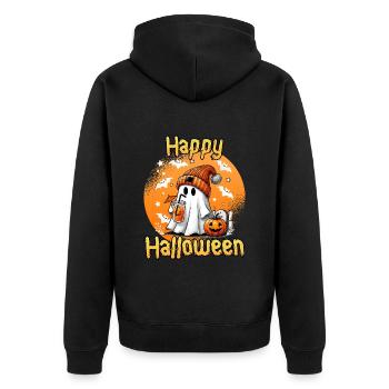 HAPPY HALLOWEEN Lustiges Kinder Halloween - Unisex Premium Bio Zip Hoodie - Schwarz - Hinten - Nico (187cm)