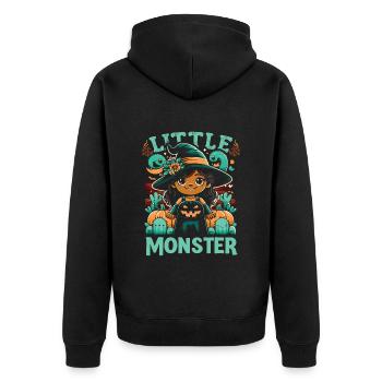 Halloween Costume Kids LITTLE MONSTER Funny - Unisex Premium Organic Zip Hoodie - black - Back - Nico (187cm)