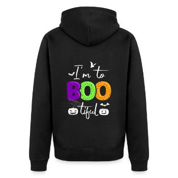 Halloween Costume Kids I'M TOO BOO TIFUL Funny - Unisex Premium Organic Zip Hoodie - black - Back - Nico (187cm)