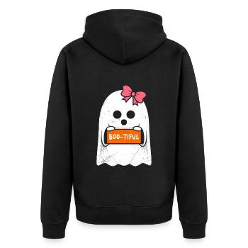 Halloween Costume Kids BOO-TIFUL Funny Halloween - Unisex Premium Organic Zip Hoodie - black - Back - Nico (187cm)