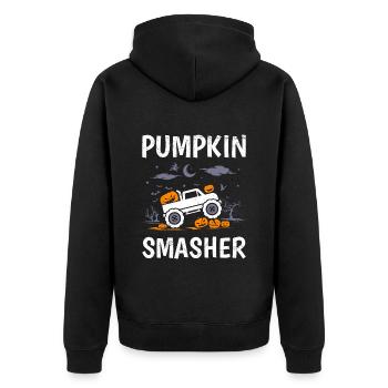 Fête d’Halloween CITROUILLE SMASHER Drôle Enfants - Veste à capuche bio Premium Unisexe - noir - Dos - Nico (187cm)