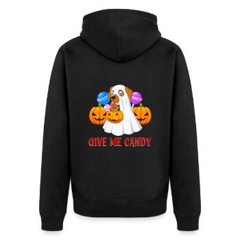 Fête d’Halloween DONNEZ-MOI DES BONBONS Drôle Halloween - Veste à capuche bio Premium Unisexe - noir - Dos - Nico (187cm)