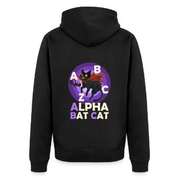Halloween Kostüm ALPHA BAT CAT Lustiges Alphabet - Unisex Premium Bio Zip Hoodie - Schwarz - Hinten - Nico (187cm)