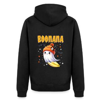 Halloween Kostüm Kinder BOONANA Lustiges - Unisex Premium Bio Zip Hoodie - Schwarz - Hinten - Nico (187cm)