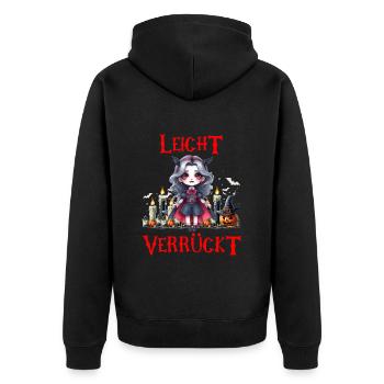 Halloween SLIGHTLY CRAZY Halloween Party - Unisex Premium Organic Zip Hoodie - black - Back - Nico (187cm)