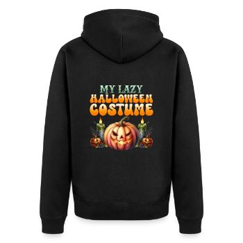 Halloween MY LAZY HALLOWEEN COSTUME Kinder - Unisex Premium Bio Zip Hoodie - Schwarz - Hinten - Nico (187cm)