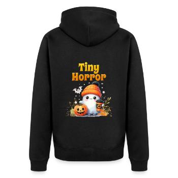 Halloween Costume Kids LITTLE FRIGHT Funny - Unisex Premium Organic Zip Hoodie - black - Back - Nico (187cm)