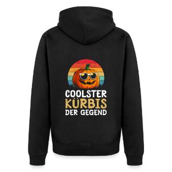 Halloween COOLEST PUMPKIN IN THE AREA Fun - Unisex Premium Organic Zip Hoodie - black - Back - Nico (187cm)