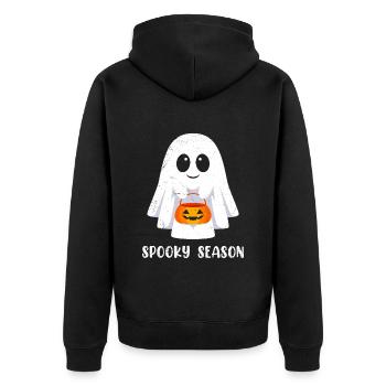 Halloween Costume Kids SPOOKY SEASON FAN Funny - Unisex Premium Organic Zip Hoodie - black - Back - Nico (187cm)