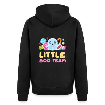 Halloween LITTLE BOO TEAM Funny Halloween - Unisex Premium Organic Zip Hoodie - black - Back - Nico (187cm)