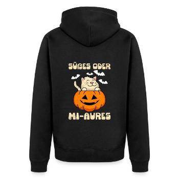 Halloween Costume Cat Fan SWEET OR MI-AURES - Unisex Premium Organic Zip Hoodie - black - Back - Nico (187cm)