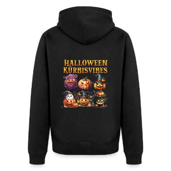Halloween Costume HALLOWEEN PUMPKIN VIBES Funny - Unisex Premium Organic Zip Hoodie - black - Back - Nico (187cm)