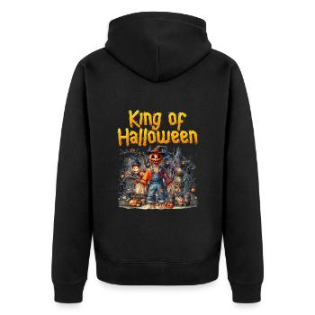 Halloween Kids KING OF HALLOWEEN Funny - Unisex Premium Organic Zip Hoodie - black - Back - Nico (187cm)