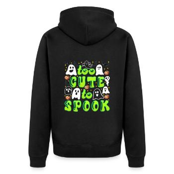 Halloween Party Kinder TOO CUTE TO SPOOK Lustig - Unisex Premium Bio Zip Hoodie - Schwarz - Hinten - Nico (187cm)
