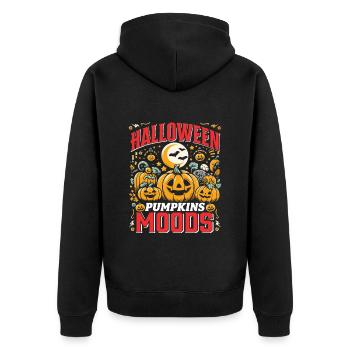 HALLOWEEN PUMPKIN MOODS Funny Halloween - Unisex Premium Organic Zip Hoodie - black - Back - Nico (187cm)