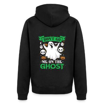 Halloween Kostüm Kinder DON'T GO ME ON THE GHOST - Unisex Premium Bio Zip Hoodie - Schwarz - Hinten - Nico (187cm)